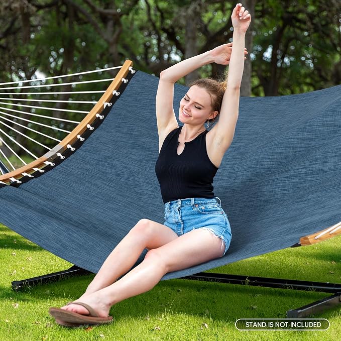 SUNCREAT Hammocks Two Person Tree Hammock, Heavy Duty Curved Bar Hammock - Image 2