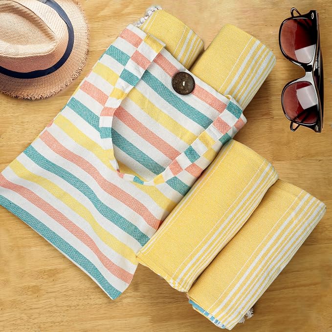 HILLFAIR Cotton Turkish Beach Towels, Quick Dry Lightweight Sand Free Peshtemal - Image 3