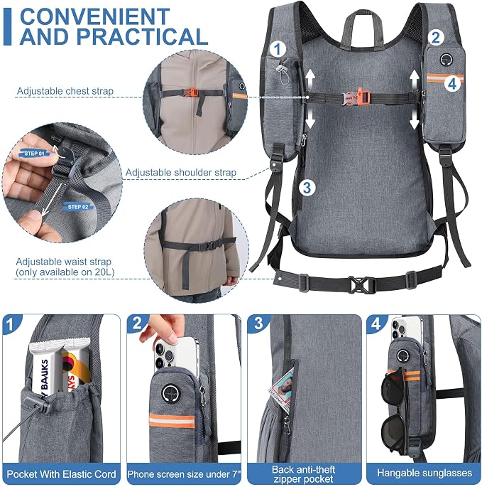 20L Small Hiking Backpack for Men Women Foldable Packable Back Pack Ultralight - Image 2