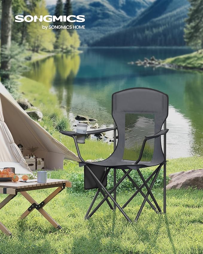 SONGMICS Breathable Camping Chairs, Foldable Outdoor Chairs Set of 2, High Back - Image 2