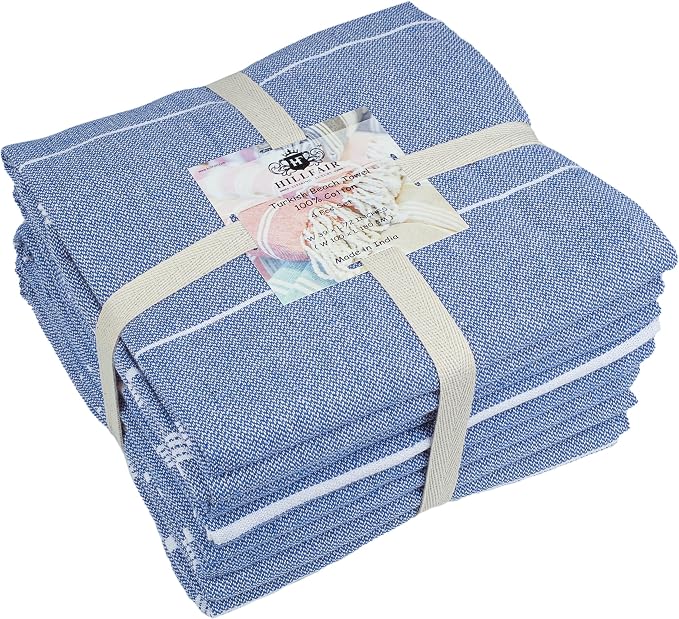 HILLFAIR Cotton Turkish Beach Towels, Quick Dry Lightweight Sand Free Peshtemal - Image 5