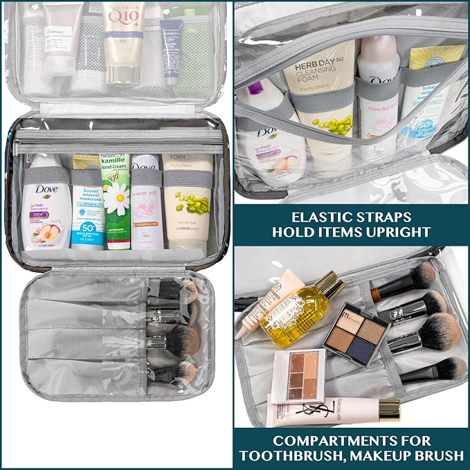 PAVILIA Hanging Toiletry Bag Women Men, Foldable Cosmetic Organizer Travel Bag - Image 5