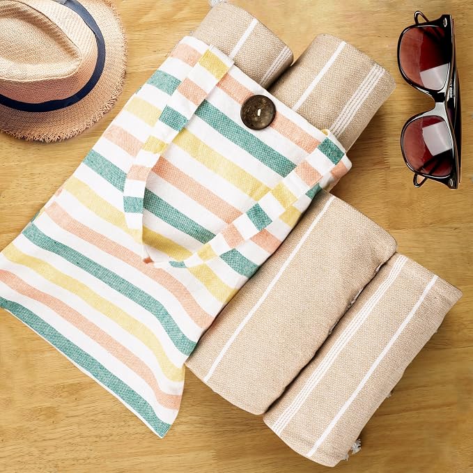 HILLFAIR Cotton Turkish Beach Towels, Quick Dry Lightweight Sand Free Peshtemal - Image 3