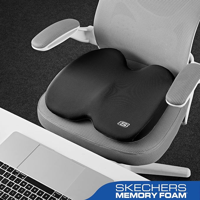Skechers Memory Foam Seat Cushion, Ribbed Fabric Office Chair Cushion - Image 4