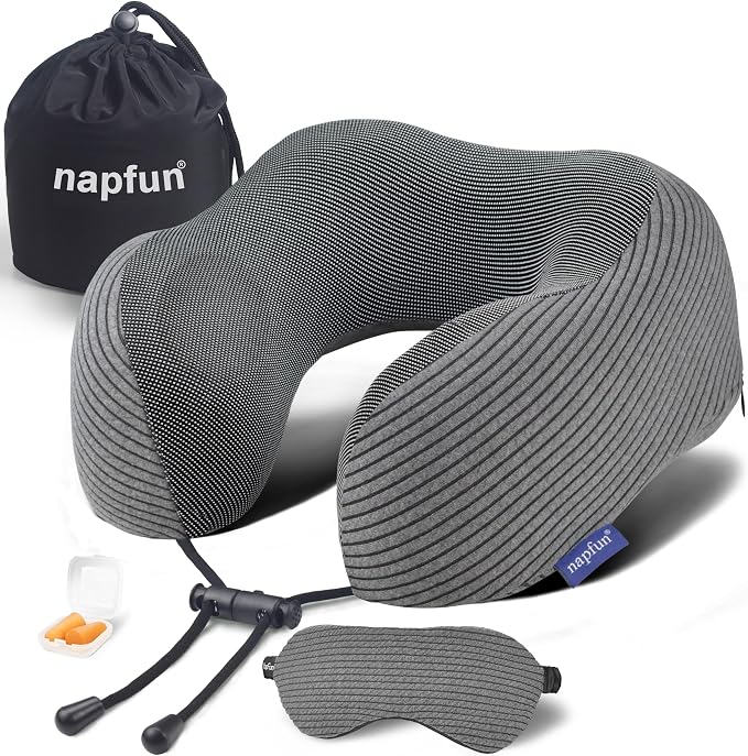 napfun Travel Pillow, 100% Pure Memory Foam Neck Pillows by NAPFUN
