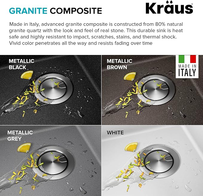 KRAUS Bellucci 18-inch Granite Workstation Drop In Top Mount Single Bowl - Image 7
