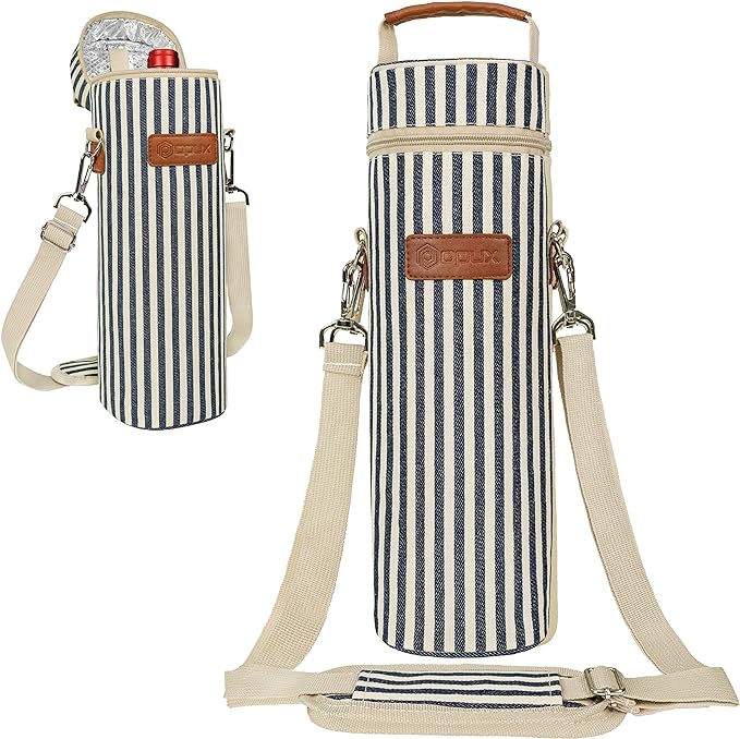 opux Wine Bag Single Bottle Carrier Tote, Insulated Wine Cooler Bag by OPUX