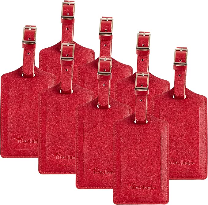 8 Pack Leather Luggage Travel Bag Tags by Travelambo by Travelambo