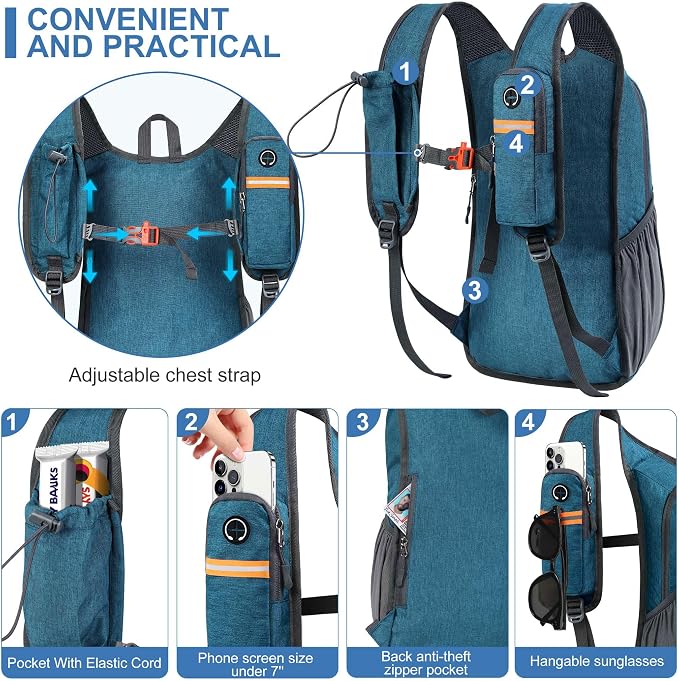 15L Small Hiking Backpack for Men Women Foldable Packable Back Pack Ultralight - Image 2