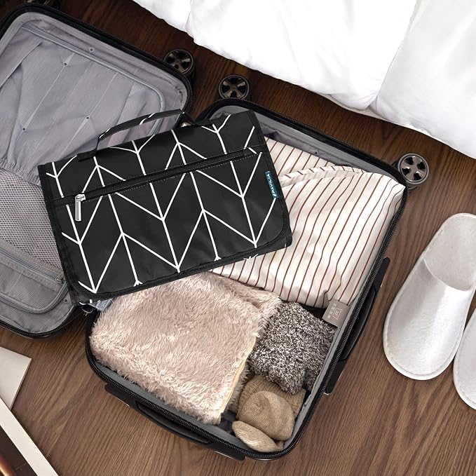 PAVILIA Hanging Toiletry Bag Women Men, Travel Kit Foldable Large Toiletries - Image 7