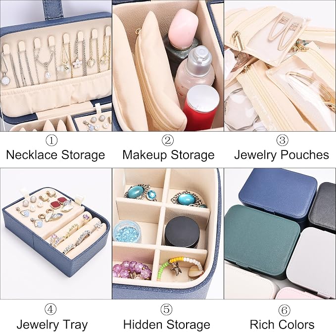 2 Layer Portable Jewelry Box, Large Jewelry Travel Case - Image 3