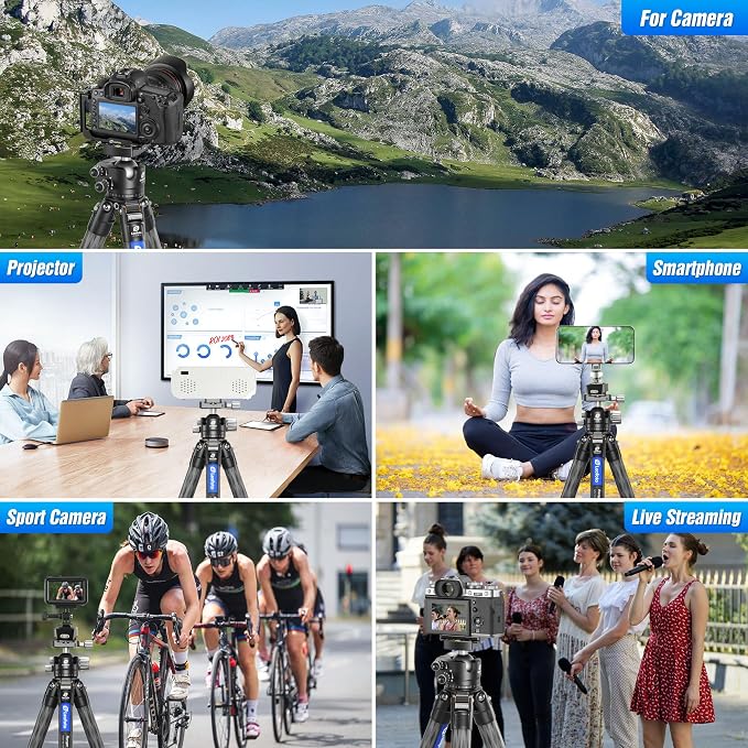 71" Travel Tripod Carbon Fiber for Camera, Compact Lightweight Tripod - Image 6