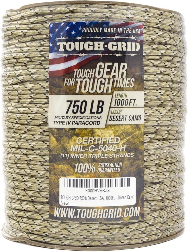 TOUGH-GRID 750 Paracord Rope Nylon Parachute Cord, Made in USA Survival Kit - Image 3