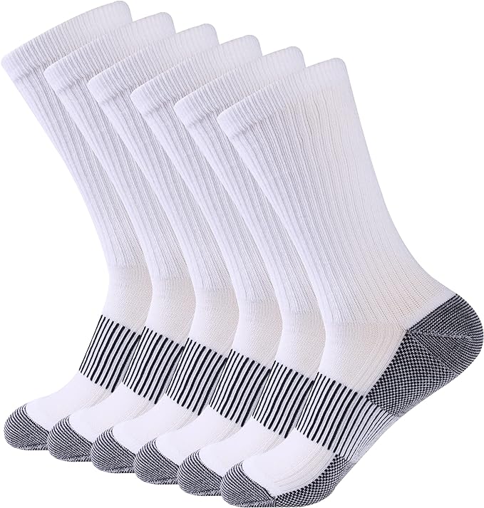 FOOTPLUS Hiking Copper Compression Socks, Unisex Cushioned Sole Arch Support by FOOTPLUS