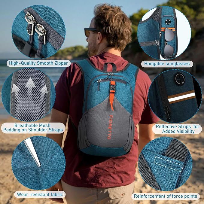 FIORETTO 15L Hiking Backpack for Women Men Mini Packable Backpack Lightweight - Image 3