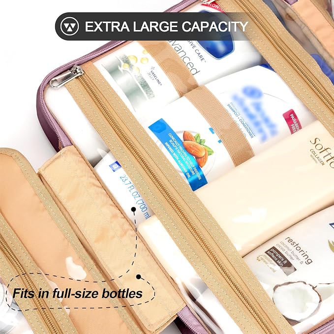 Travel Hanging Toiletry Bag for Women, Extra Large Makeup Bag, Holds Full-Size - Image 4