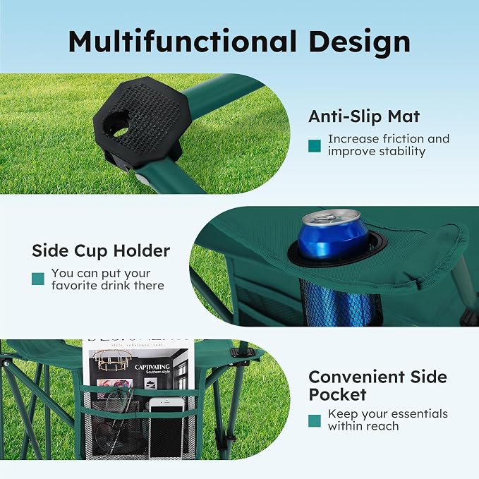 ALPHA CAMP Camping Chair 2 Pack Portable Chair - Image 8
