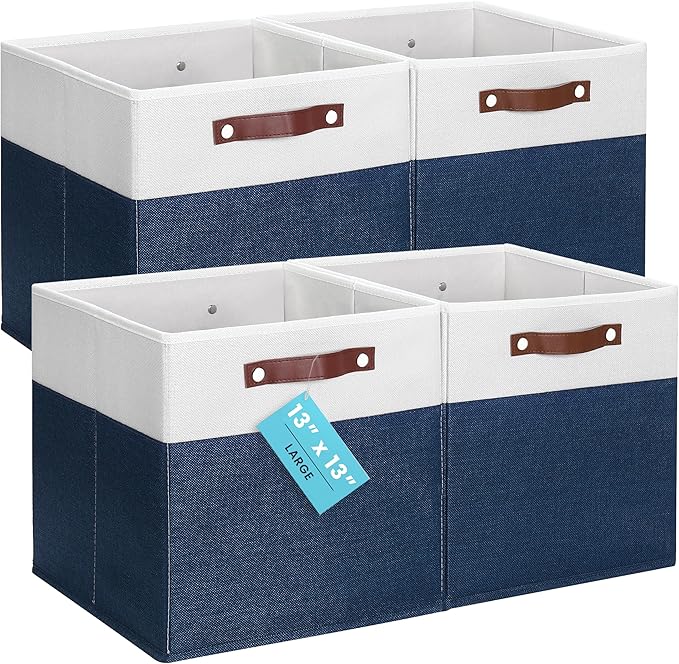 OrganiHaus 13x13 Cube Fabric Storage Bins Set of 4, Fabric Storage Cubes w/ by OrganiHaus