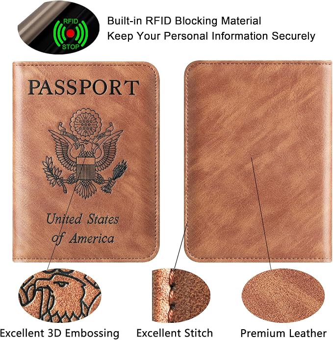 Passport Holder Cover Wallet Travel Essentials Leather Rfid Blocking Case - Image 6