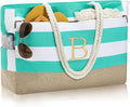 YOOLIFE Large Initial Beach Bag Waterproof Tote Zipper Bag Personalized Gifts by YOOLIFE