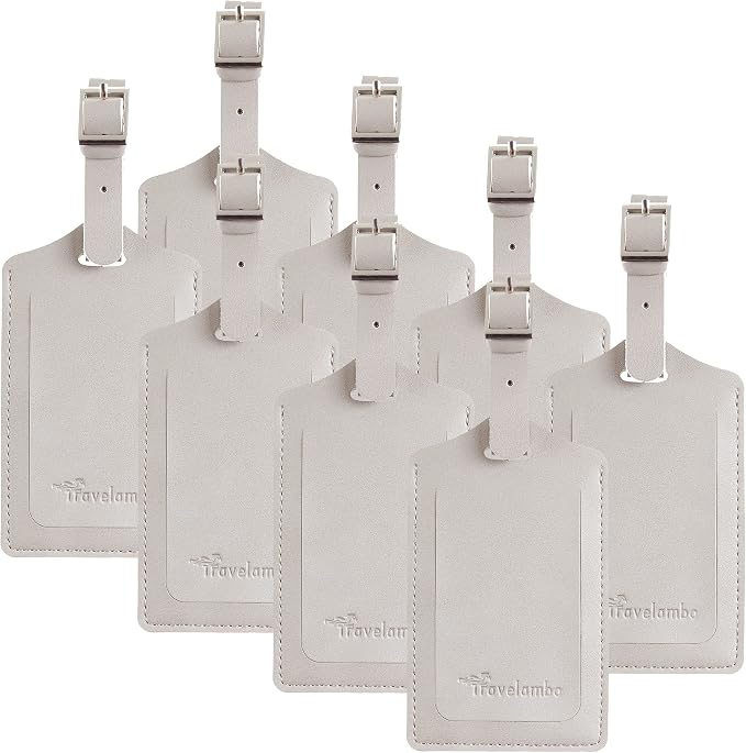8 Pack Leather Luggage Travel Bag Tags by Travelambo by Travelambo