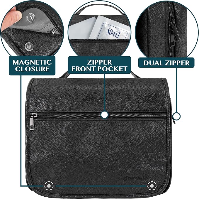 PAVILIA Hanging Toiletry Bag Women Men, Foldable Cosmetic Organizer Travel Bag - Image 3