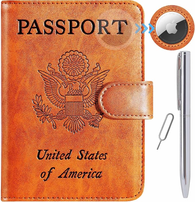 Airtag Passport Holder Cover Wallet RFID Blocking Leather Case Travel by PASCACOO
