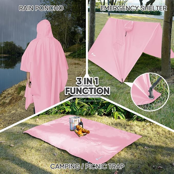 PTEROMY Hooded Rain Poncho for Adult - Image 2