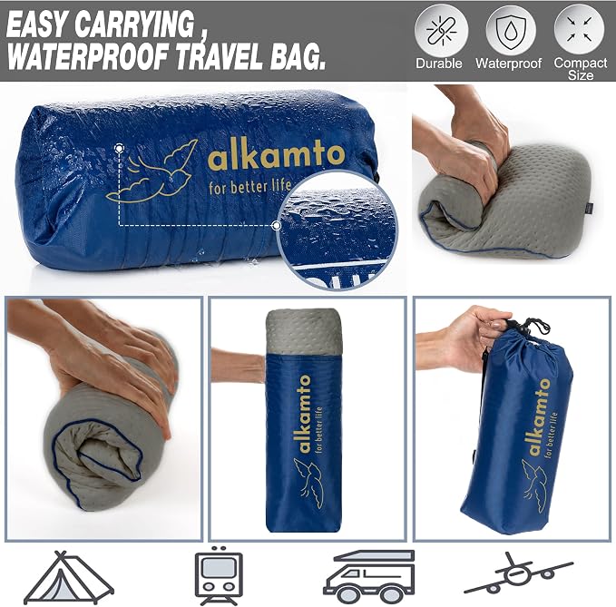 Travel & Camping Comfortable Memory Foam Pillow – Easy to Carry Portable Bag – - Image 5