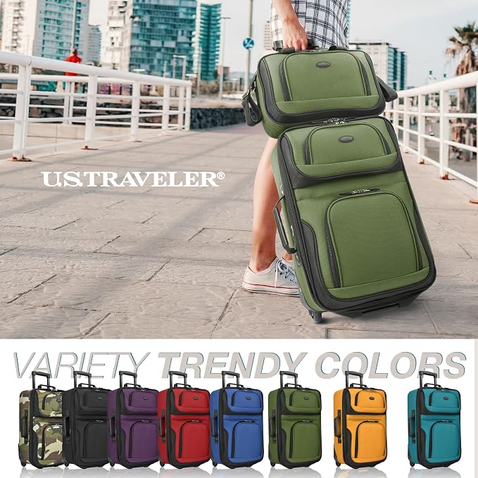 U.S. Traveler Rio Softside Expandable Carry-on Rolling Luggage, 2 Wheel Set - Image 2