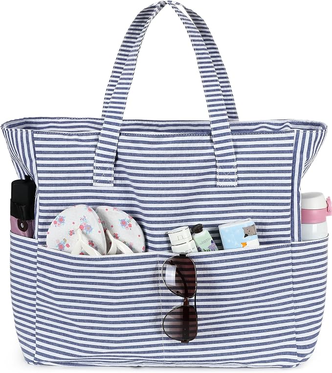 LEDAOU Large Beach Tote Bag Women Waterproof Sandproof Zipper Beach Tote Bag by LEDAOU