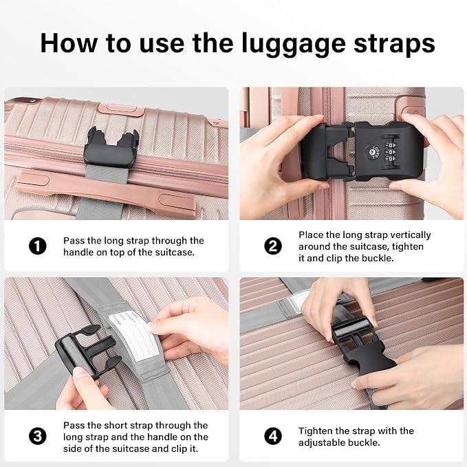 Luggage Straps, 2 Pack Adjustable Heavy Duty Cross Suitcase Straps - Image 7