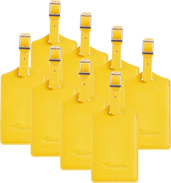 8 Pack Leather Luggage Travel Bag Tags by Travelambo by Travelambo