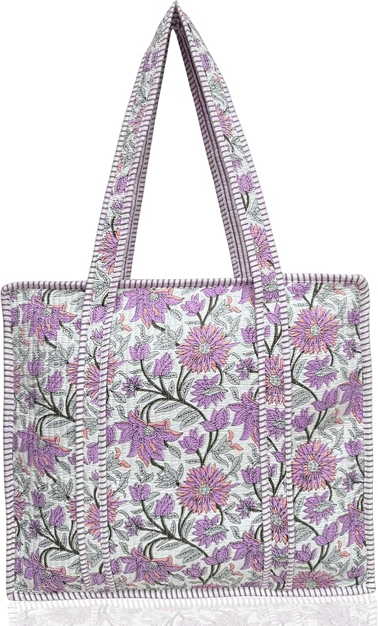 Cotton Quilted Tote Bag for Women – Large Beach & Travel Tote by ThirdEyeExport