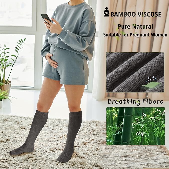LEVSOX Compression Socks for Pregnant Women 20-30 mmHg Knee High Cute Funny - Image 5