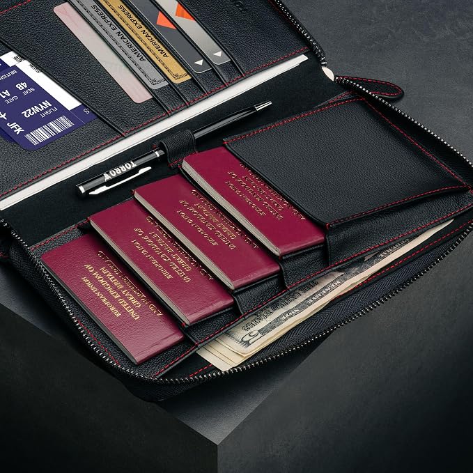 TORRO Premium Leather Family Travel Wallet, RFID Blocking Travel Organizer - Image 5
