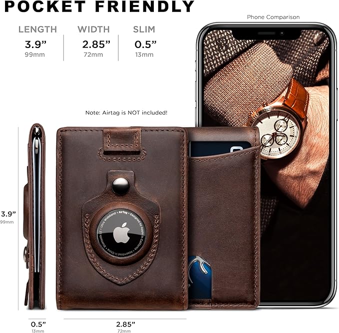 SERMAN BRANDS RFID Blocking Slim Bifold Genuine Leather Minimalist Front Pocket - Image 4