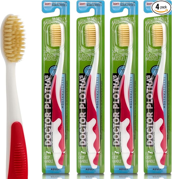MOUTHWATCHERS Soft Flossing Toothbrushes, Value Pack of 4, Manual Toothbrush by Mouthwatchers