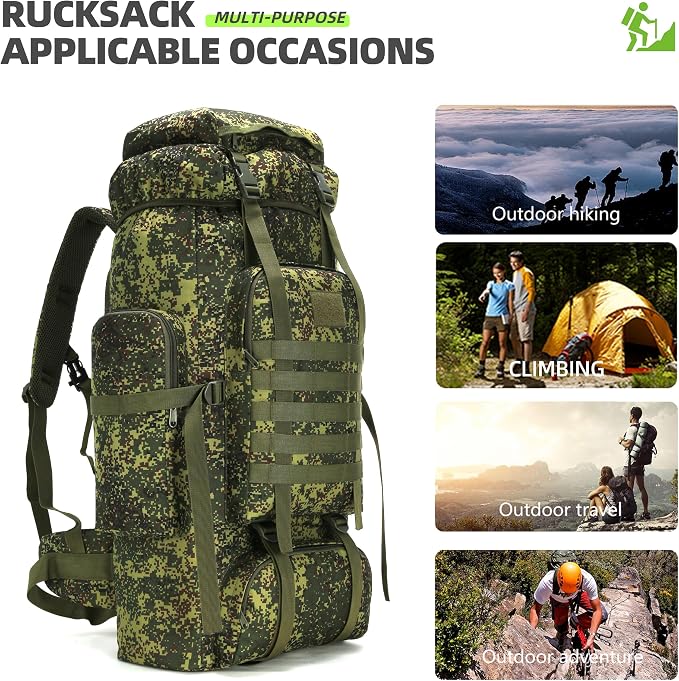 King'sGuard 70L Camping Hiking Backpack Tactical Backpack Military Molle - Image 6
