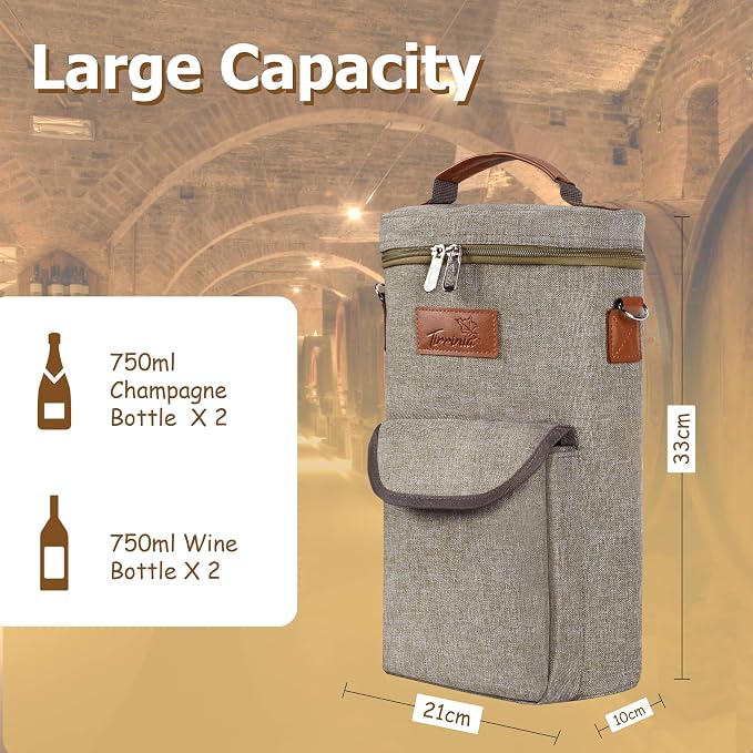 Tirrinia 2 Bottle Wine Gift Tote Carrier - Image 5