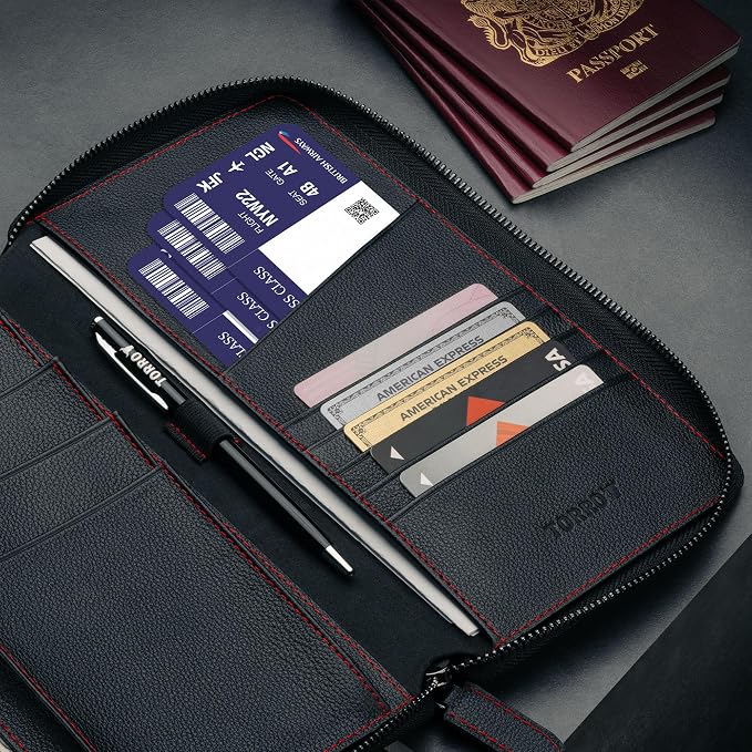 TORRO Premium Leather Family Travel Wallet, RFID Blocking Travel Organizer - Image 4