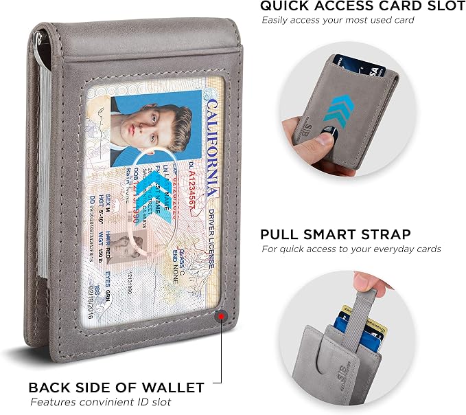 SERMAN BRANDS RFID Blocking Slim Bifold Genuine Leather Minimalist Front Pocket - Image 4