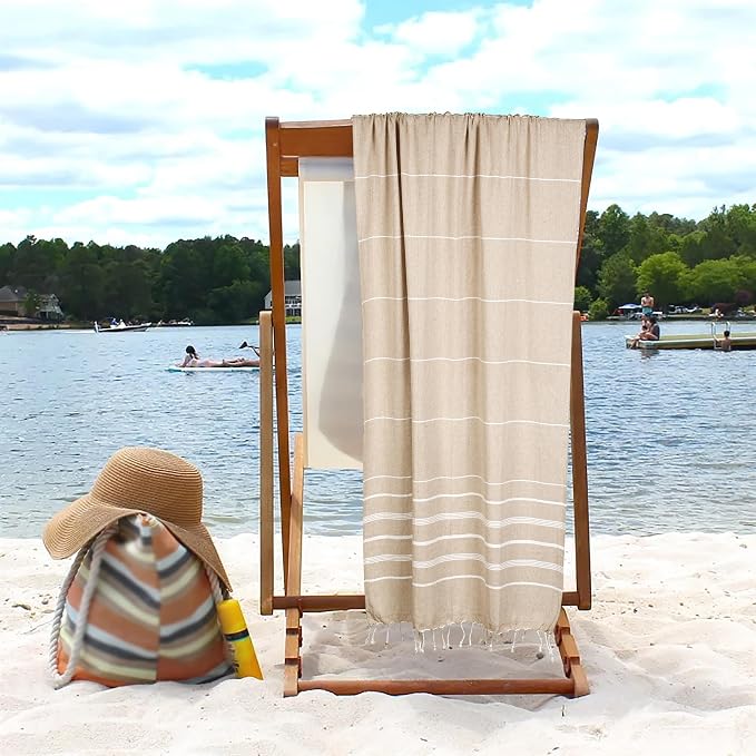 HILLFAIR Cotton Turkish Beach Towels, Quick Dry Lightweight Sand Free Peshtemal - Image 6