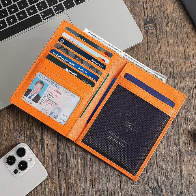 Polare Luxury RFID Blocking Leather Passport Holder Travel Wallet - Image 6