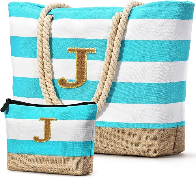 Becokan Beach Bag Initial Beach Tote by BecokanBeachBagSpecialist