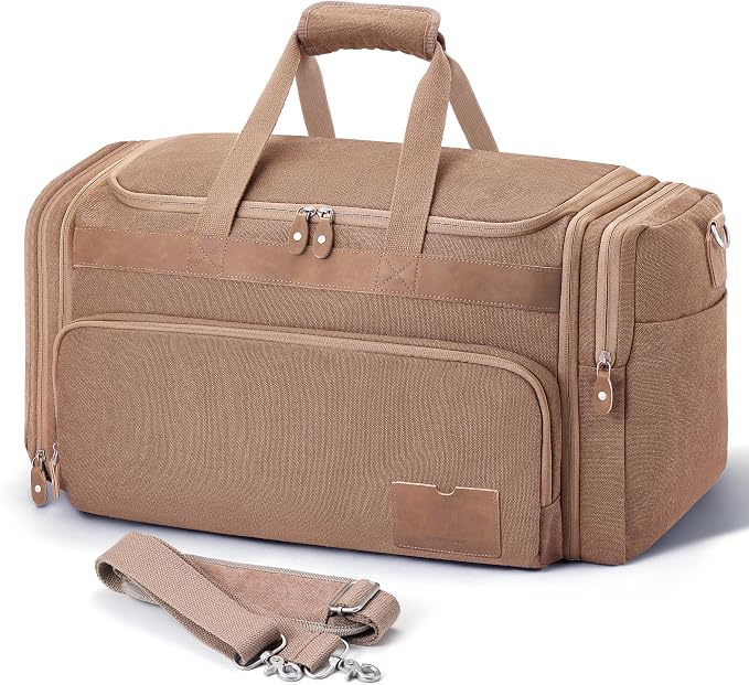 SHOWKOO Duffle Bag for Travel 60L Expandable Canvas Travel Bag Durable Vintage by SHOWKOO