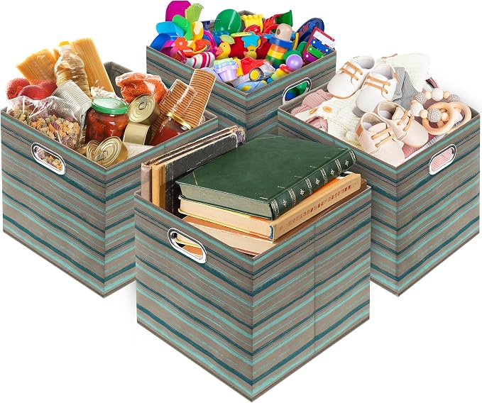 SIMPLE HOUSEWARE 13-Inch Collapsible Fabric Cube Storage Bin - Image 4