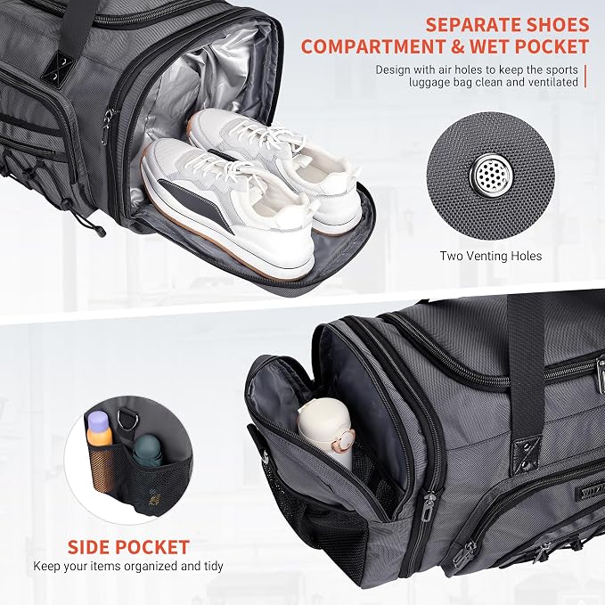 WITZMAN Duffle Bag for Men Nylon Large Gym Weekender Bag - Image 5
