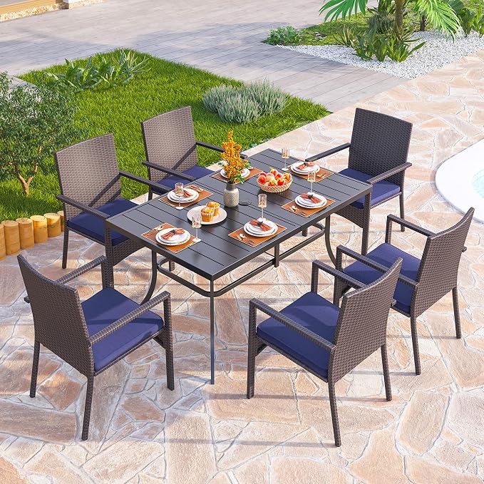 PHI VILLA 4 Pieces Patio Cushioned Rattan Chairs, Outdoor Modern PE Wicker - Image 6
