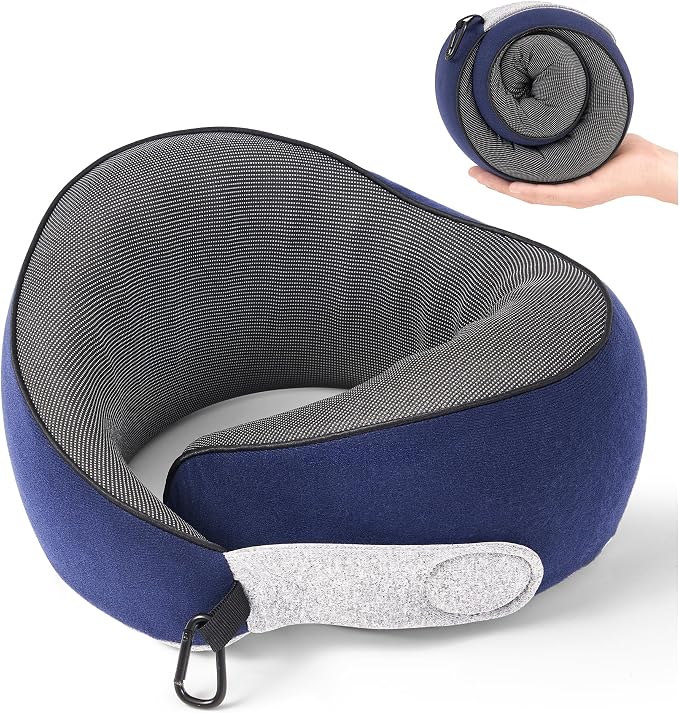 Travel Pillow, 100% Pure Memory Foam Travel Neck Pillow Airplane Neck Support by KPNEOL